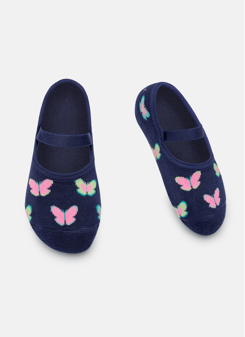 Meia Sapatilha Antiderrapante Menina Borboletas