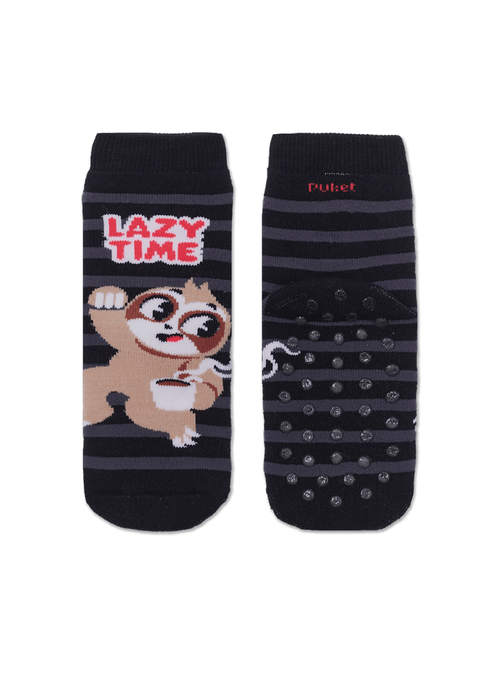 Meia Cano Curto Antiderrapante Menino Preguiça