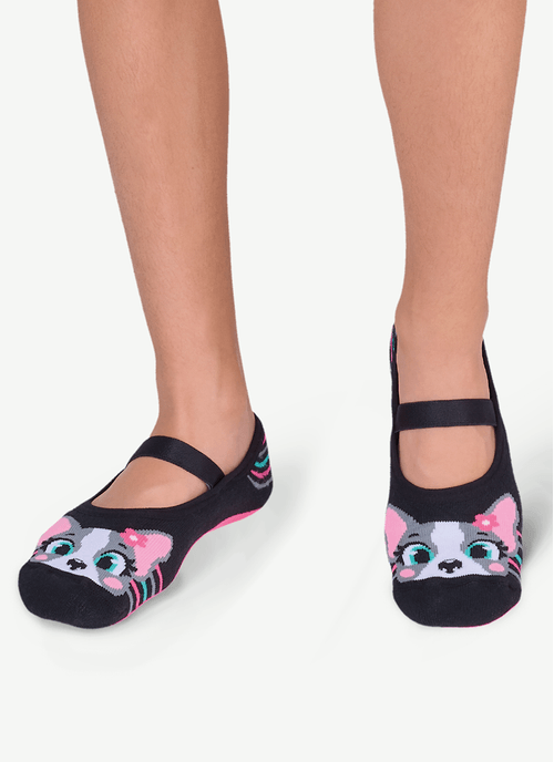 Meia Sapatilha Com Sola Emborrachada Menina Cachorro