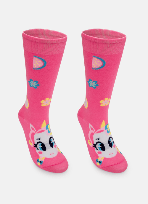 Meia Cano 3/4 Menina Unicórnio Aloha