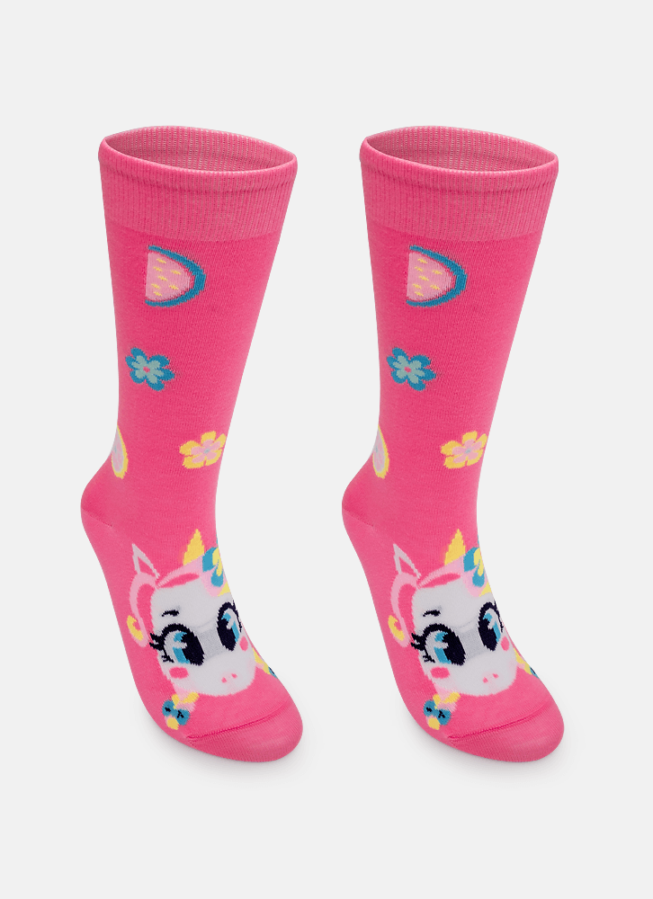 Meia-Cano-3-4-Menina-Unicornio-Aloha