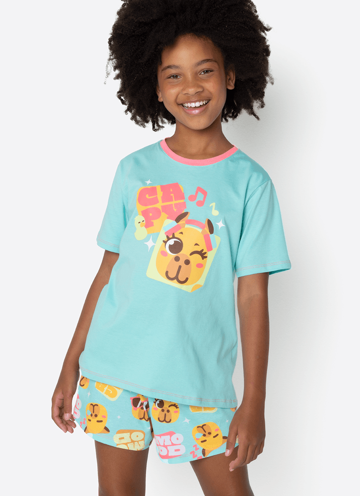 Pijama-Manga-Curta-Algodao-Menina-Teen-Capy-Bora
