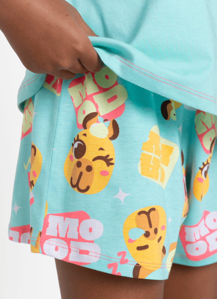 Pijama-Manga-Curta-Algodao-Menina-Teen-Capy-Bora