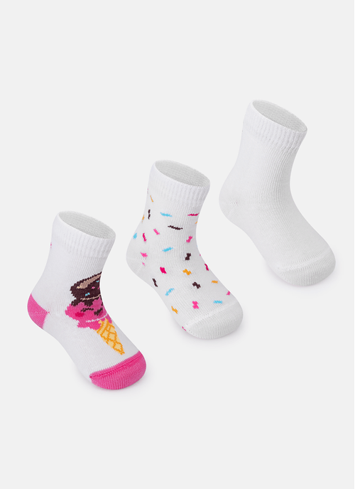 Kit com 3 meias Bebê Menina
