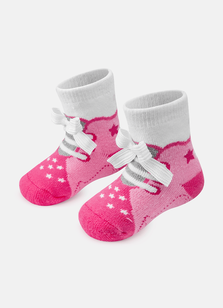 Meia-Soquete-Bebe-Rn-Menina-Tenis-Rosa-Com-Aplique-Laco
