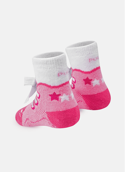 Meia Soquete Bebê RN Menina Tênis Rosa com Aplique Laço