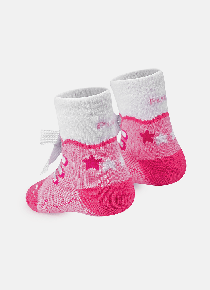Meia-Soquete-Bebe-Rn-Menina-Tenis-Rosa-Com-Aplique-Laco