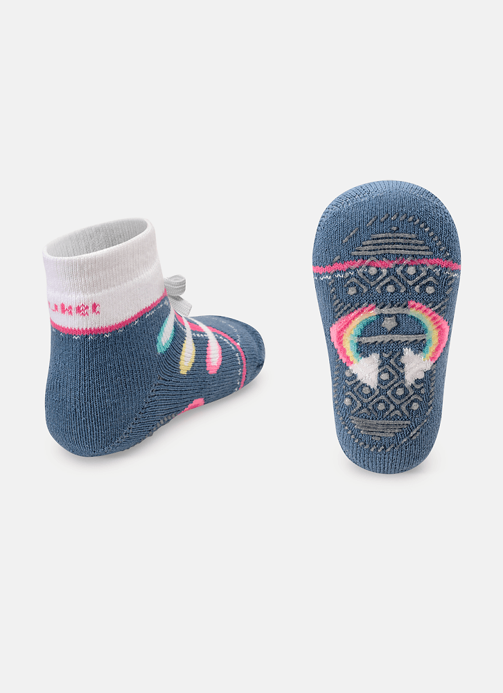 Meia-Soquete-Bebe-Rn-Menina-Tenis-Azul-Com-Aplique-Laco