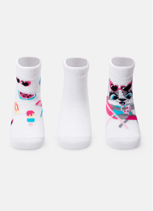 Kit com 3 Meias Soquete Bebê Menina Cachorro