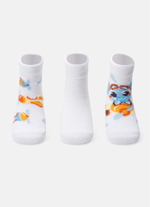 Kit com 3 Meias Soquete Bebê Menino Elefante