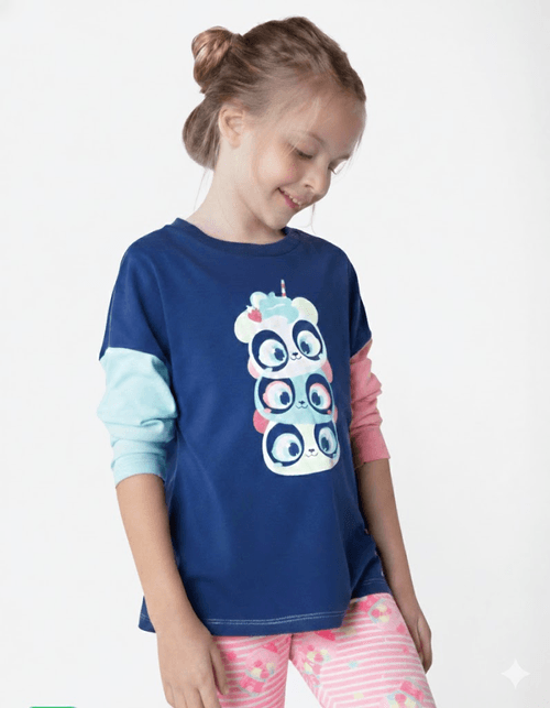 Camiseta Manga Longa Algodão Panda Shake