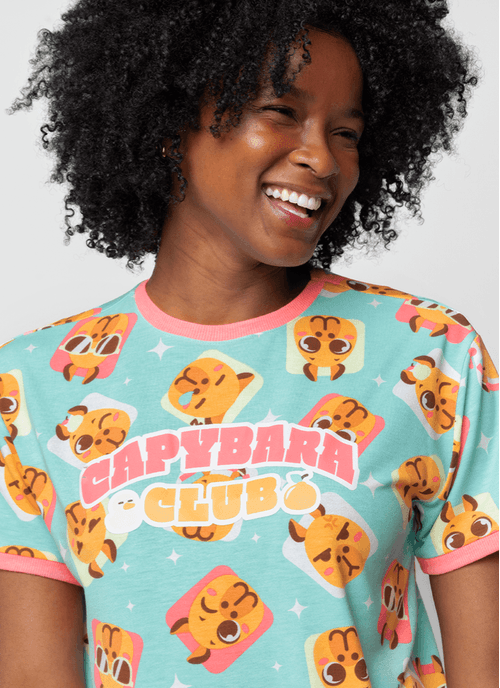 Pijama Manga Curta Viscolycra Feminino Capy Bora