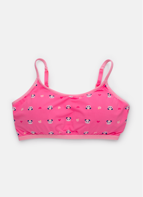 Top com Bojo Removível Microfibra Menina Teen Panda Romântico
