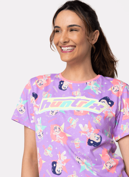 Pijama Manga Curta Algodão Feminino Guerreiras do K-Pop