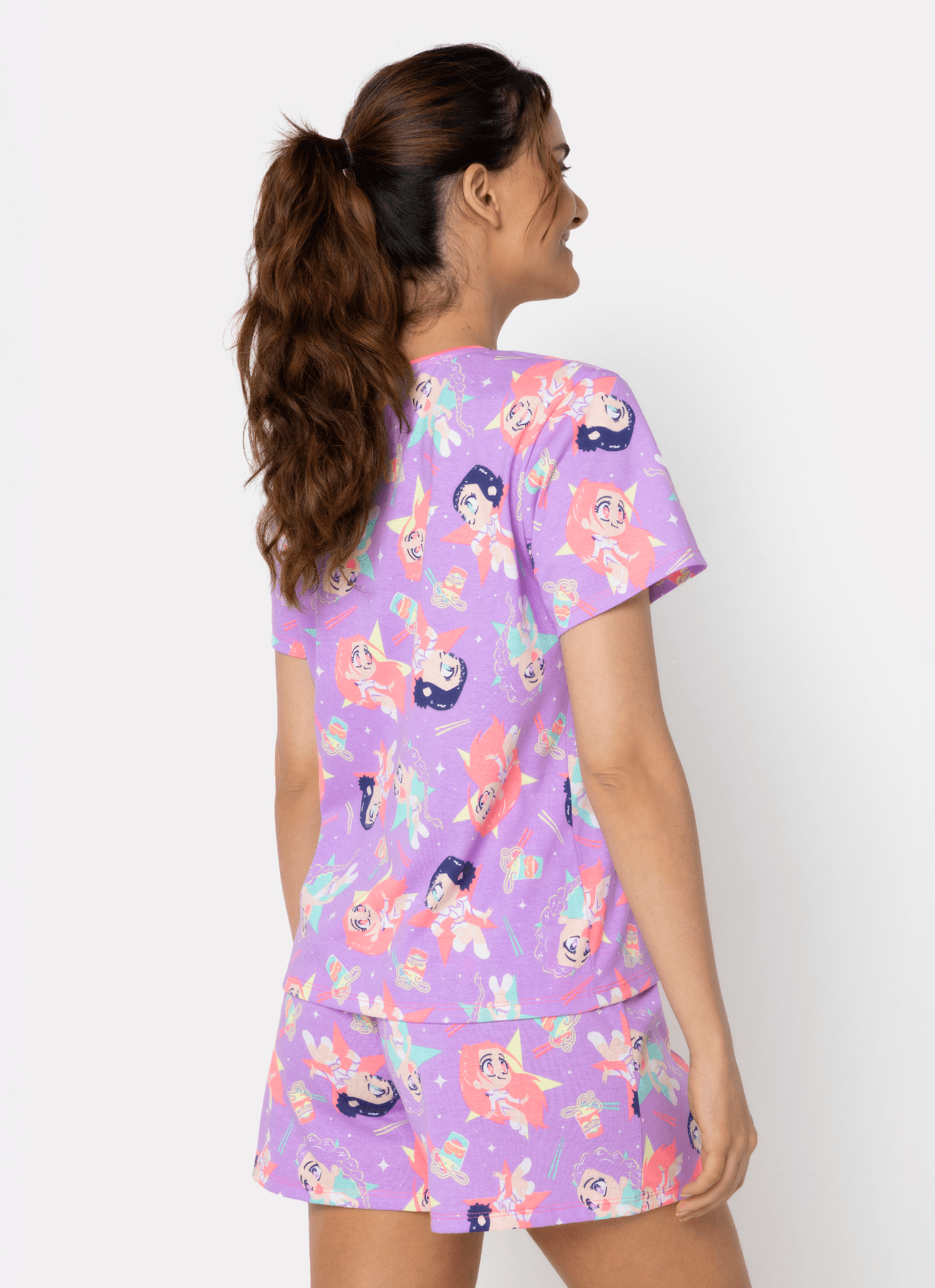 Pijama-Manga-Curta-Algodao-Feminino-Guerreiras-Do-K-pop