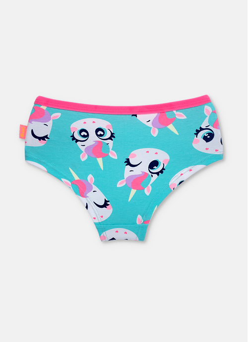 Calcinha Caleçon Algodão Menina Teen Unicórnio