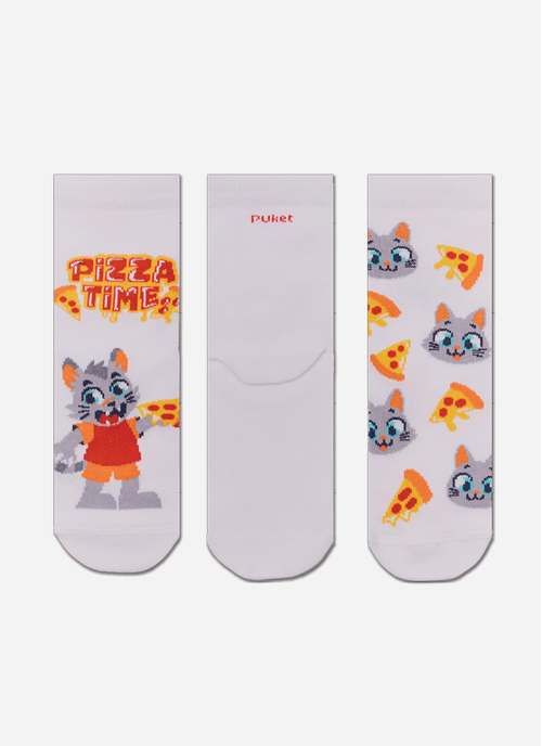 Kit com 3 Meias Soquete Menino Pizza Time