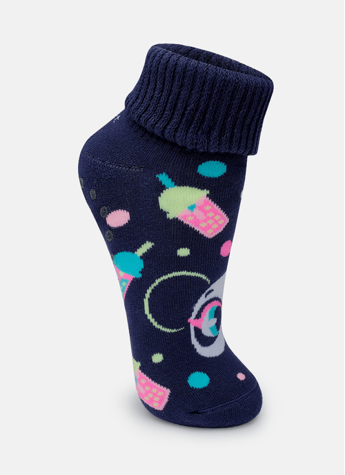 Meia Botinha Antiderrapante Feminina Panda Sorvete