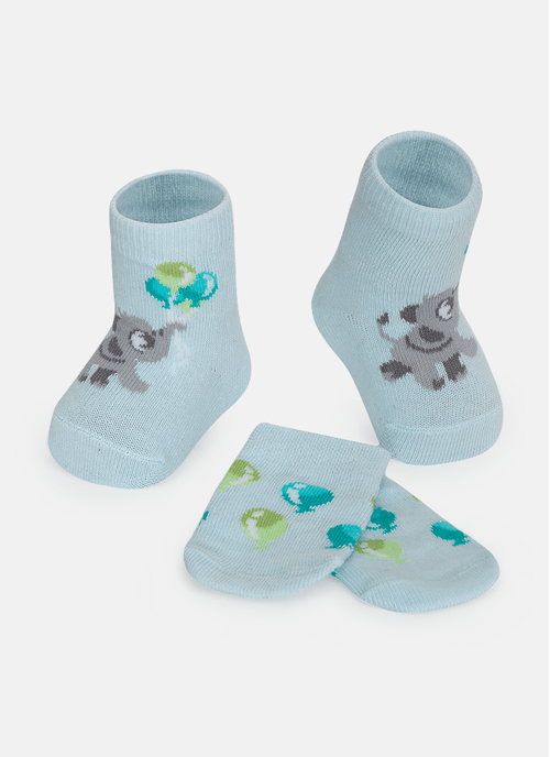 Kit Meia e Luva Bebê Menino Elefante