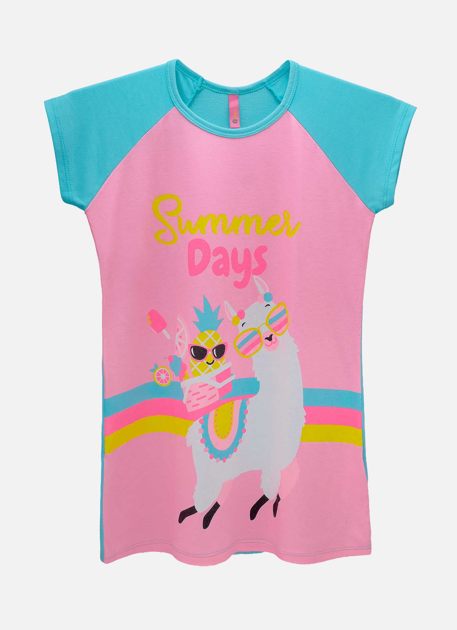 Camisola-Manga-Curta-Viscolycra-Menina-Lhama-Summer