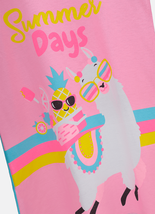 Camisola Manga Curta Viscolycra Menina Lhama Summer