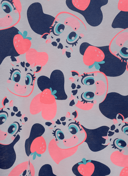 Camisola Manga Curta Algodão Feminina Vaca Romântica