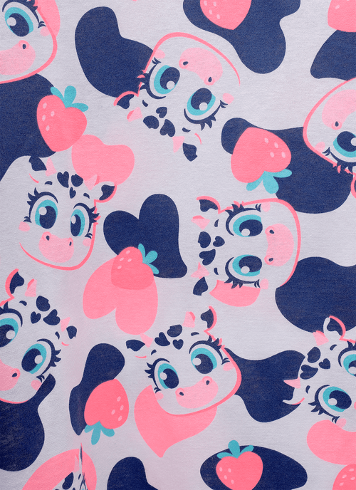 Camisola Manga Curta Algodão Menina Teen Vaca Romântica