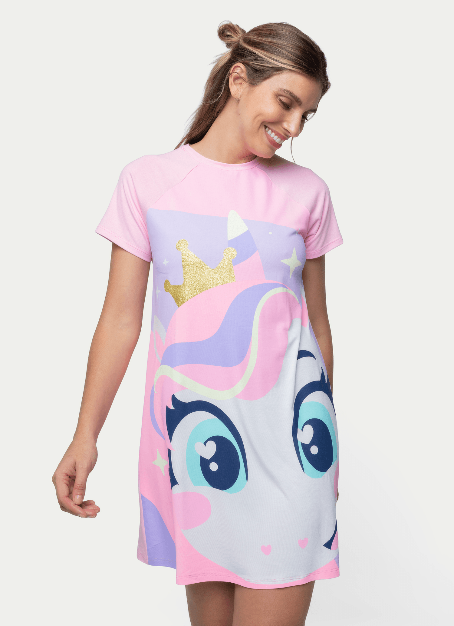 Camisola-Manga-Curta-Viscolycra-Feminina-Unicornio-Diamante