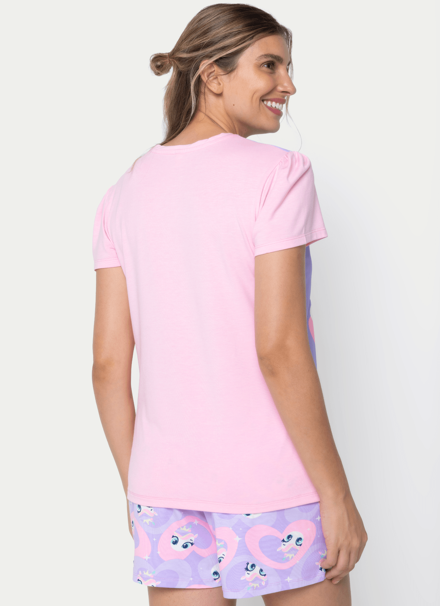 Pijama-Manga-Curta-Viscolycra-Feminino-Unicornio-Diamante