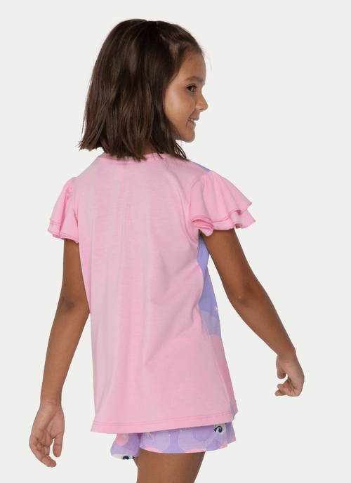 Pijama Manga Curta Viscolycra Menina Unicórnio Diamante