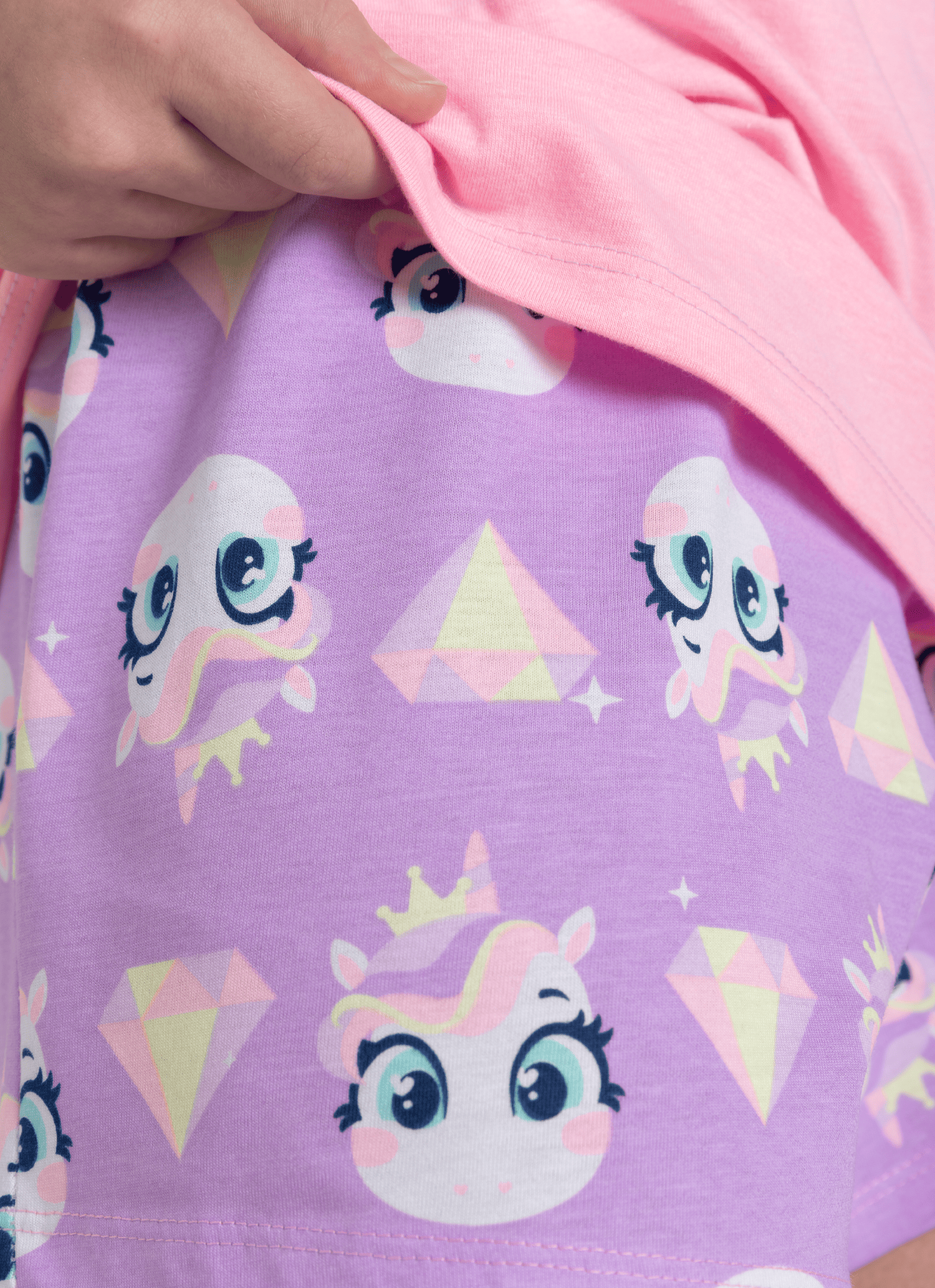 Pijama-Manga-Curta-Menina-Teen-Unicornio-Diamante