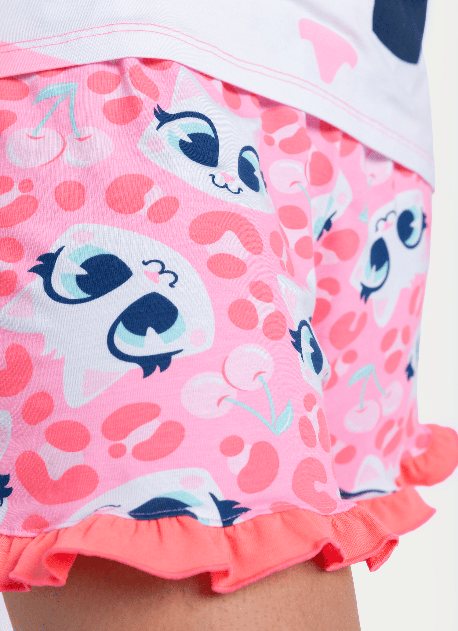 Pijama-Manga-Curta-Viscolycra-Feminino-Gata-Cereja