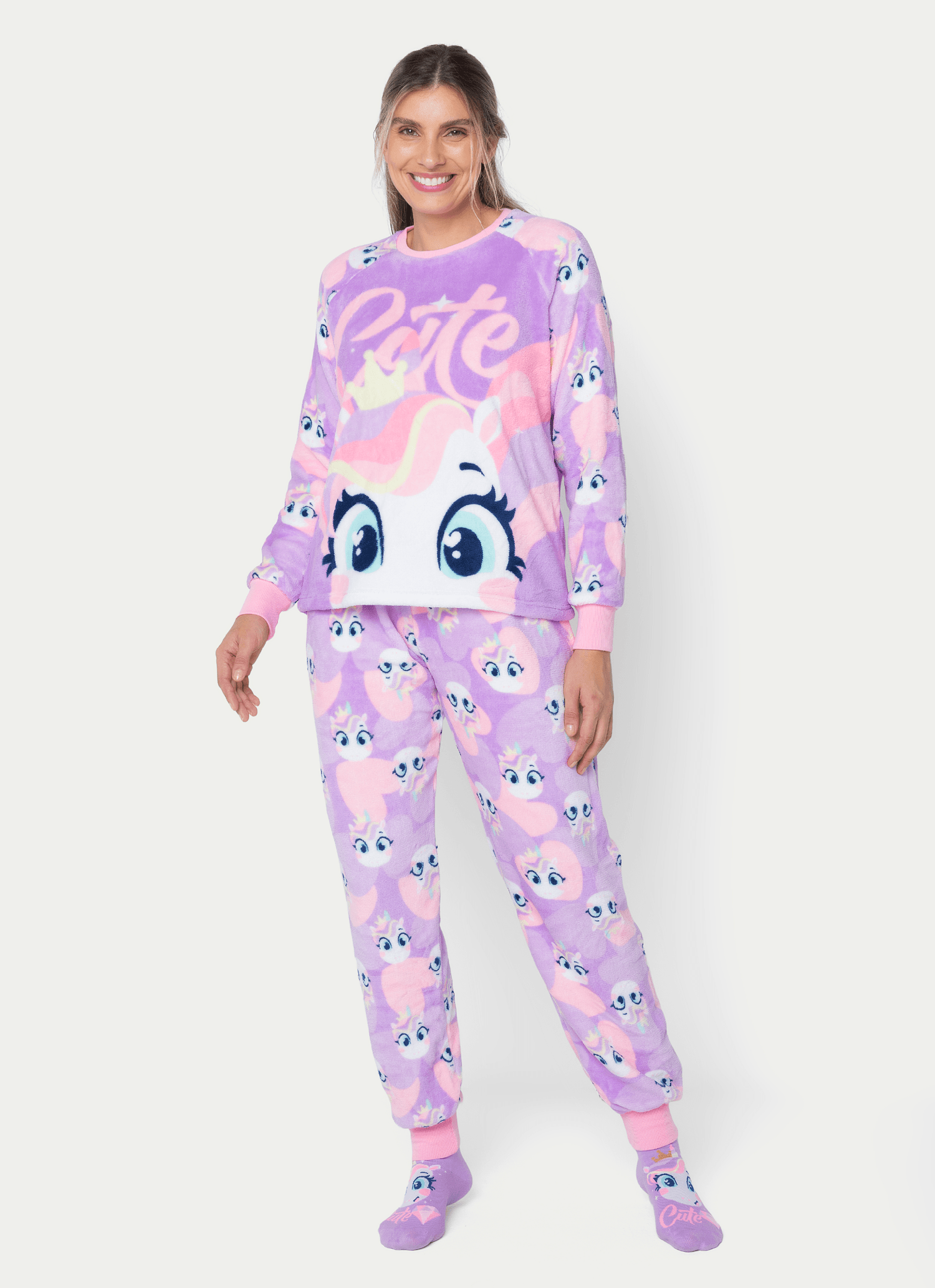 Pijama-Manga-Longa-Soft-Feminino-Unicornio-Diamante