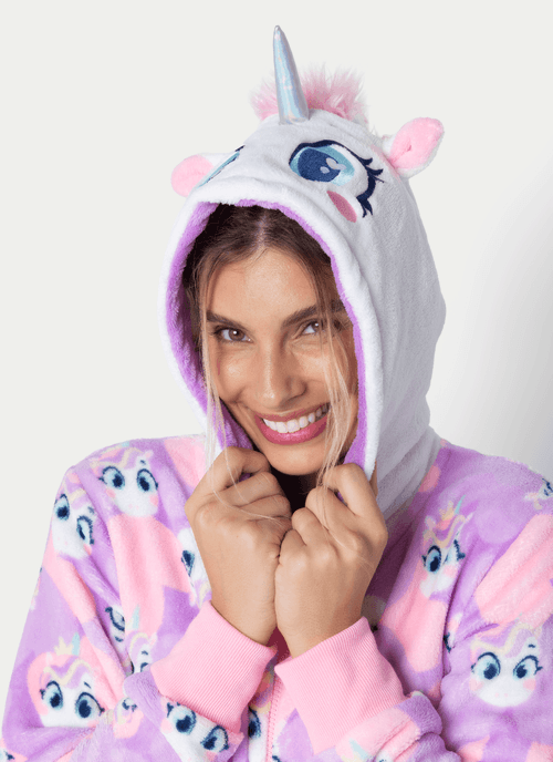 Macacão Manga Longa Soft Feminino Unicórnio Diamante