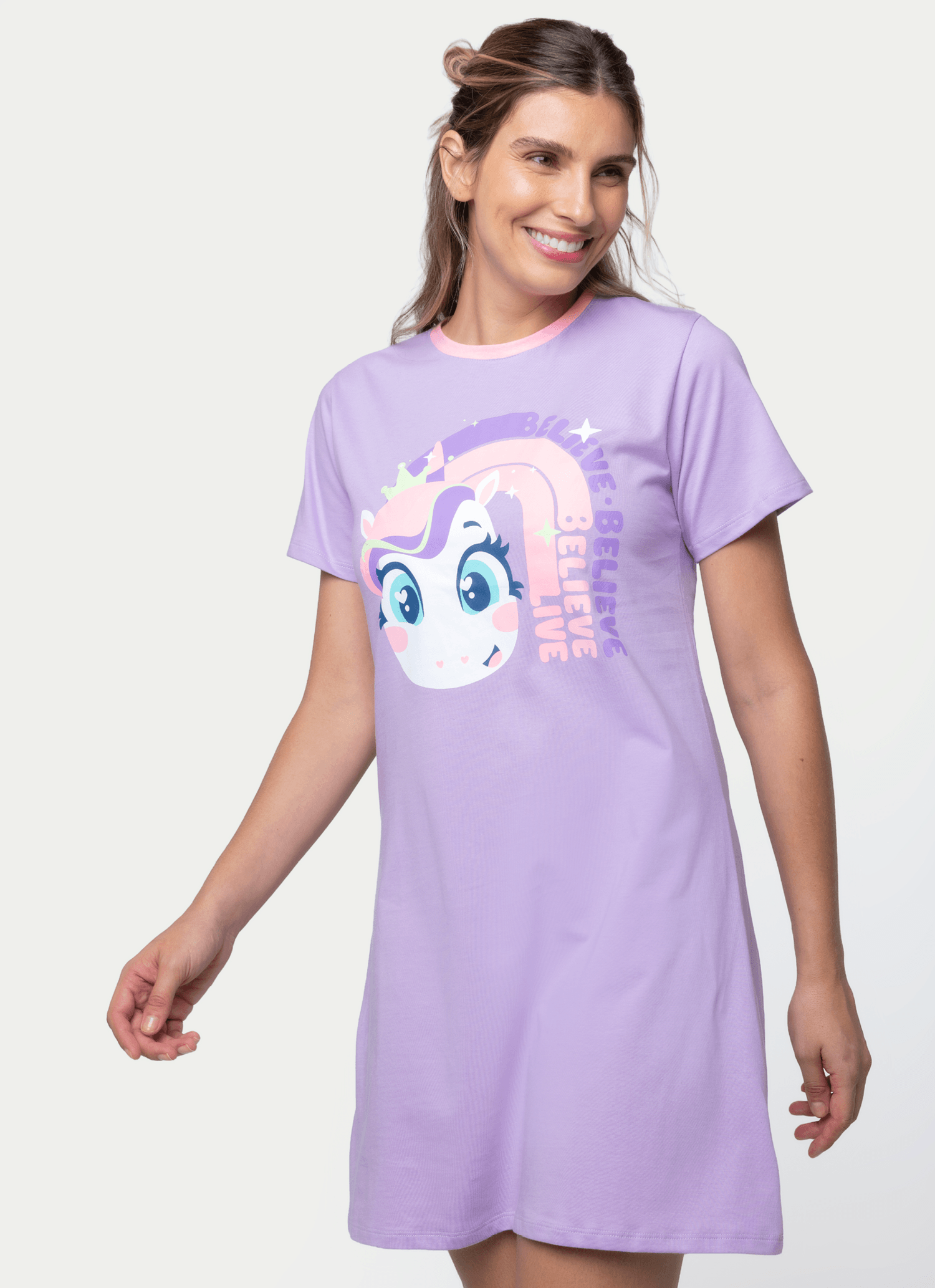 Camisola-Manga-Curta-Algodao-Feminina-Unicornio-Diamante