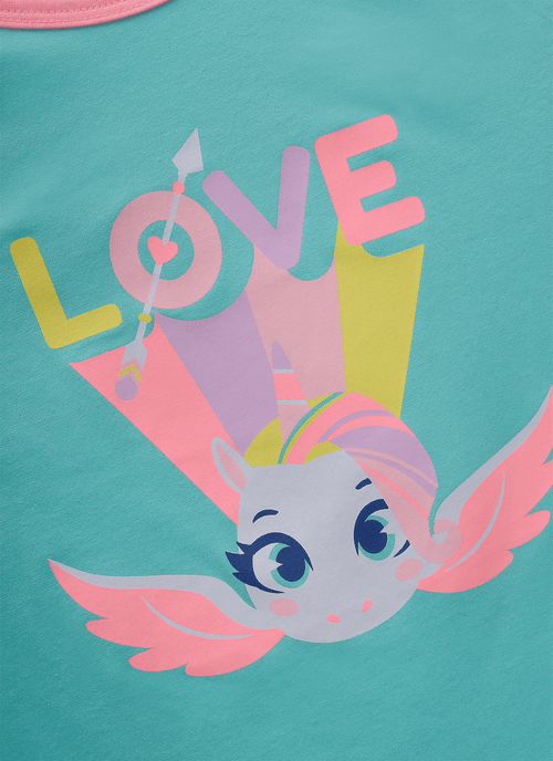Pijama Manga Curta Algodão Menina Teen Unicórnio Love