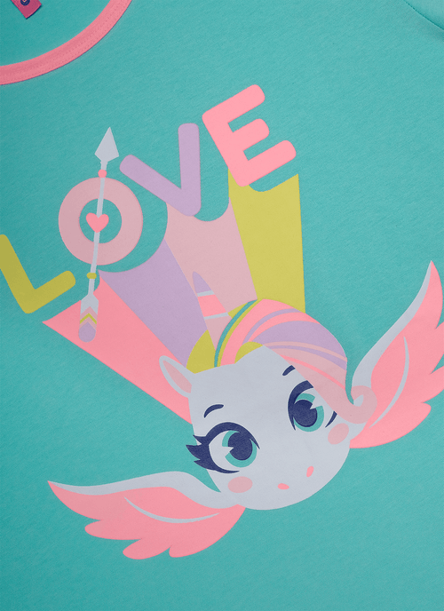Pijama Manga Curta Algodão Feminino Unicórnio Love