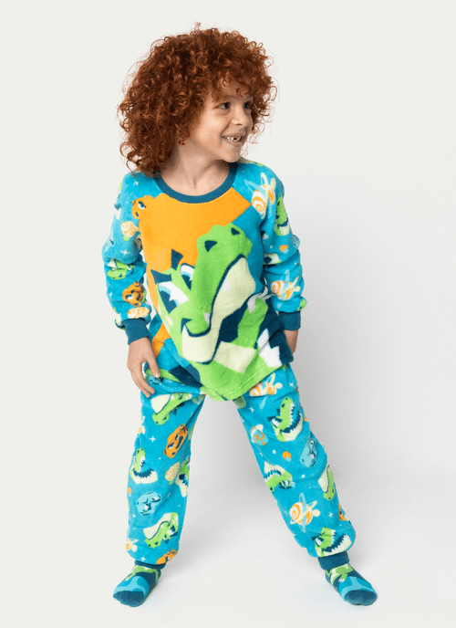 Pijama Manga Longa Soft Menino Dino Astronauta