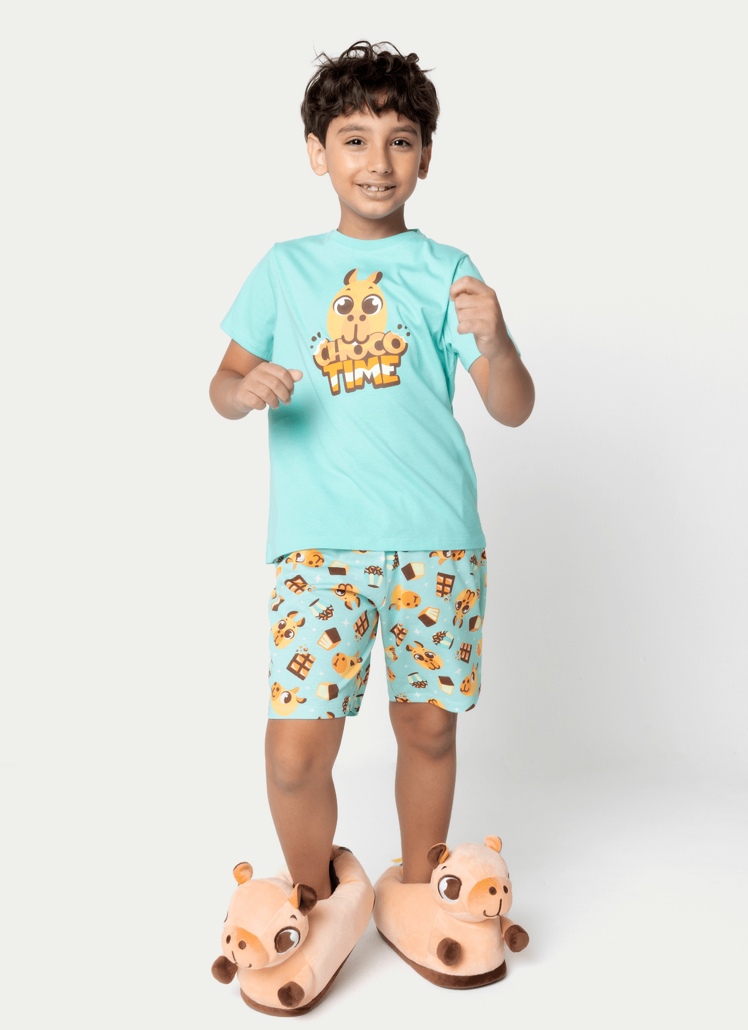 Pijama-Manga-Curta-Algodao-Menino-Capivara-Chocolate