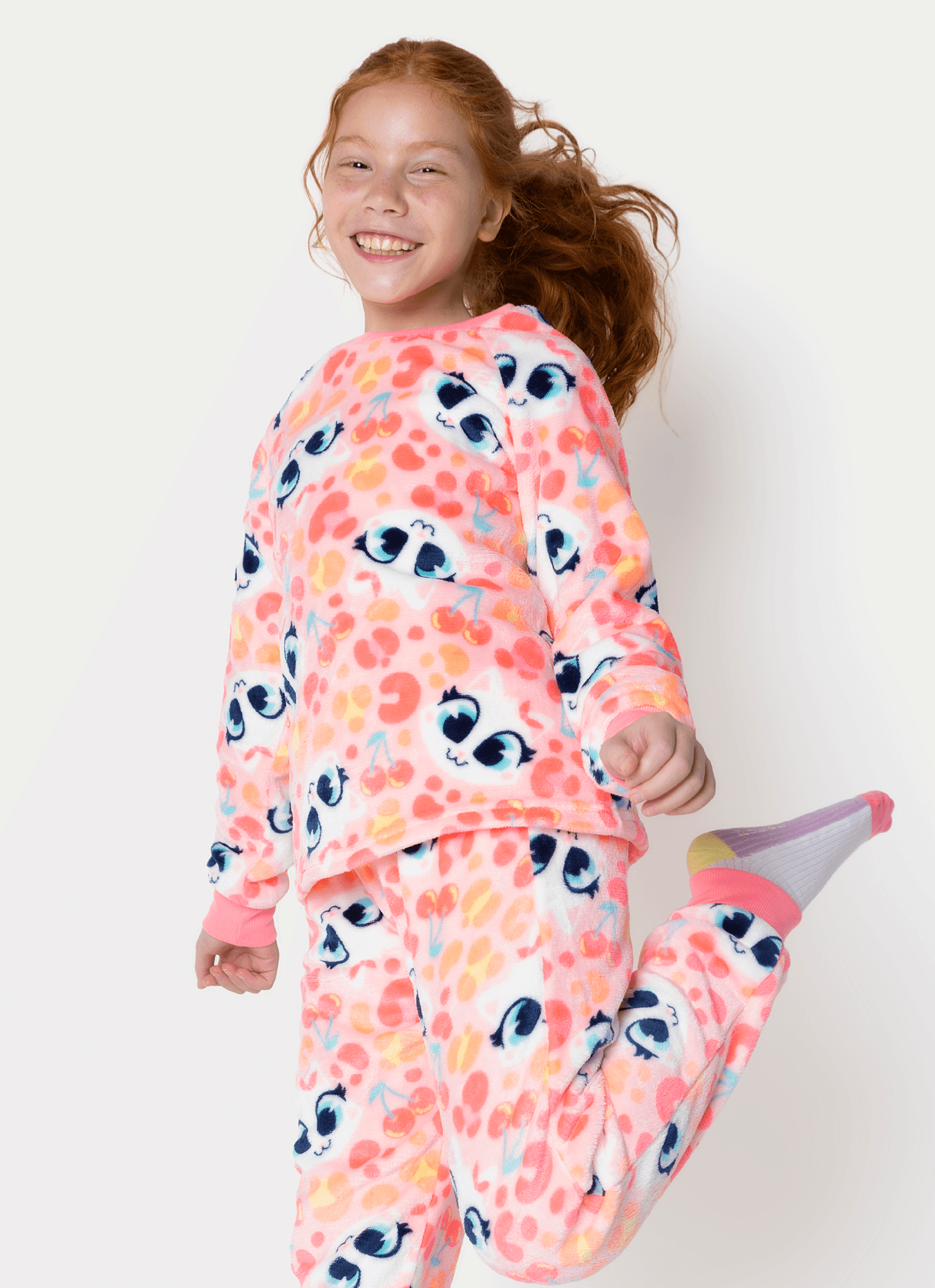 Pijama-Manga-Longa-Soft-Menina-Teen-Gata-Cereja
