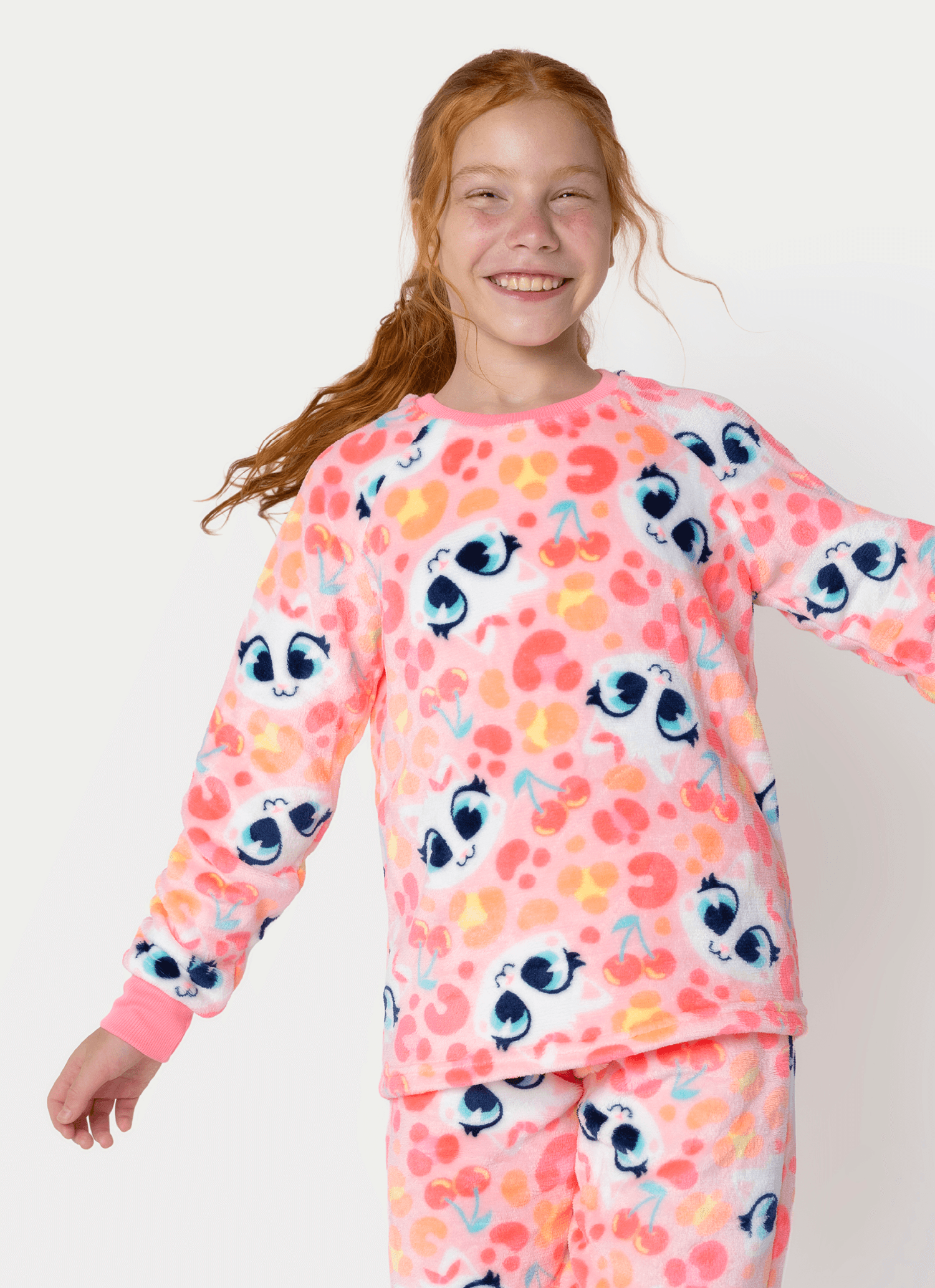 Pijama-Manga-Longa-Soft-Menina-Teen-Gata-Cereja