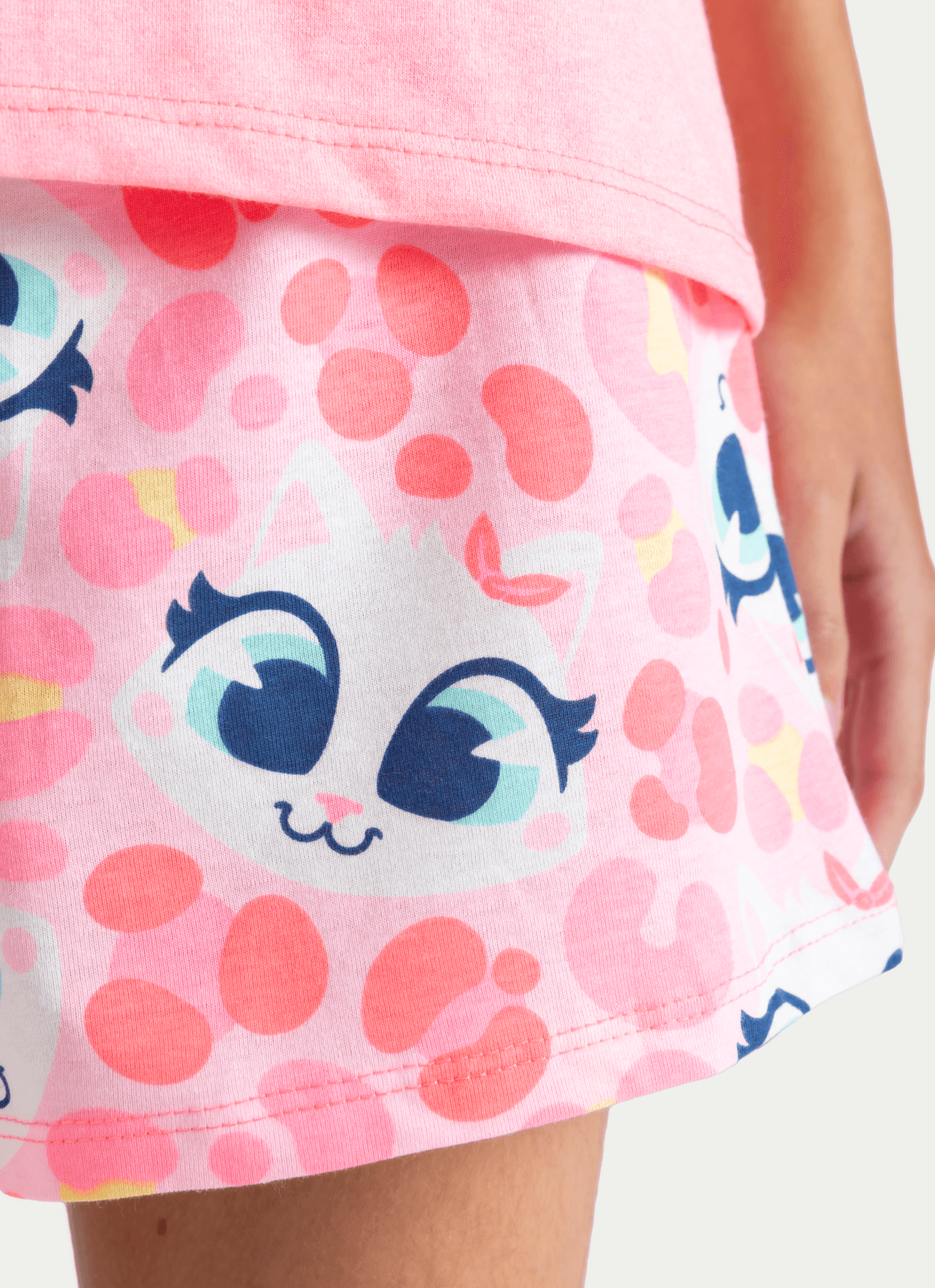 Pijama-Manga-Curta-Menina-Teen-Gata-Cereja