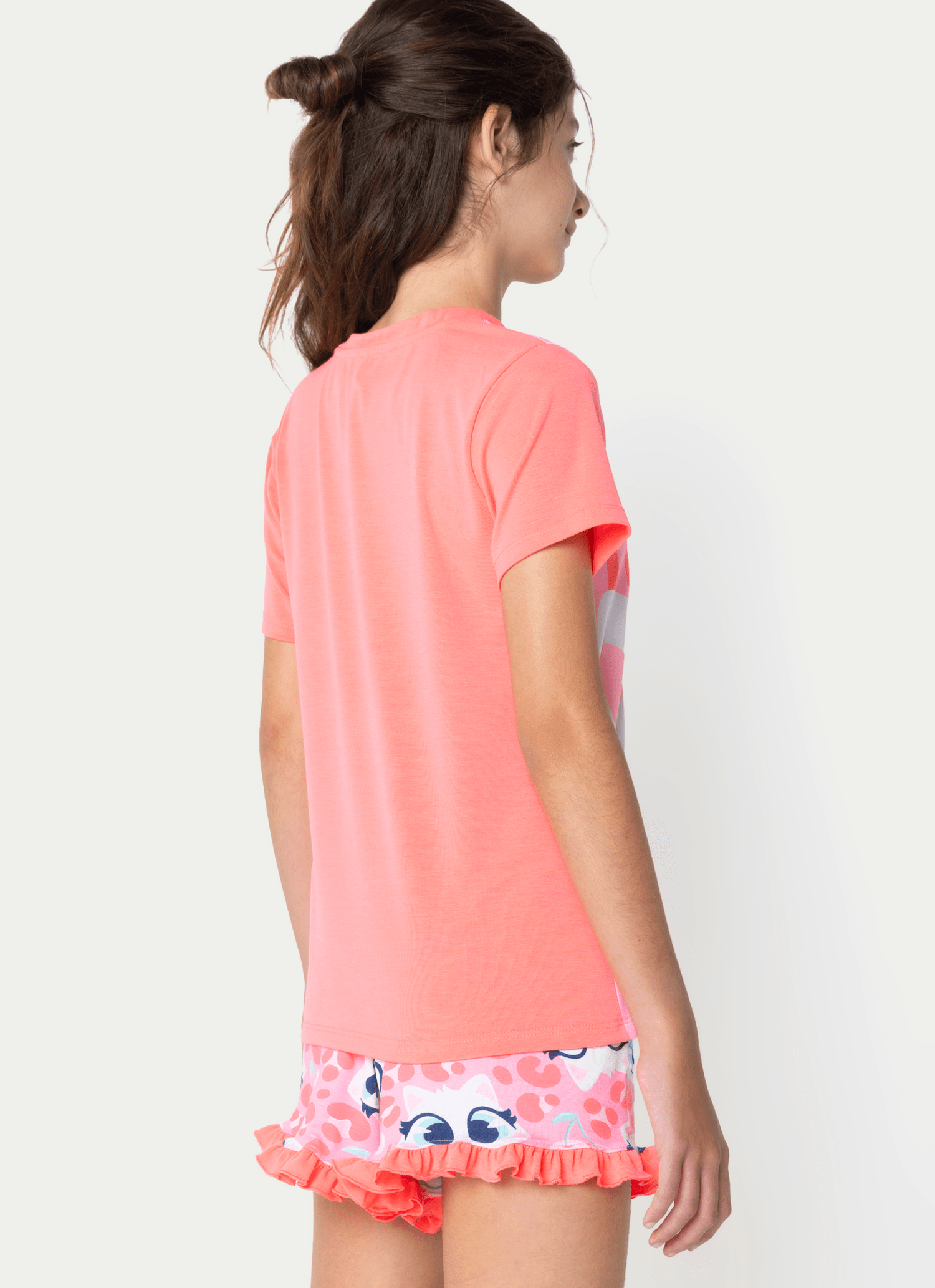 Pijama-Manga-Curta-Viscolycra-Menina-Teen-Gata-Cereja