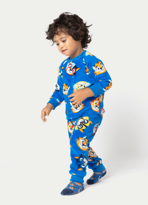 Pijama Manga Longa Soft Bebê Menino Tigre Lucha