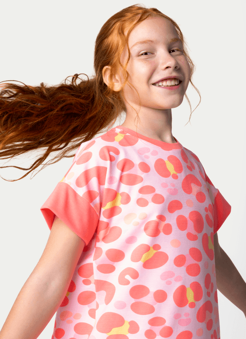 Camisola Manga Curta Viscolycra Menina Teen Gata Cereja