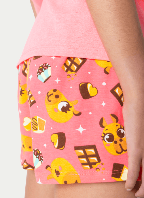 Pijama Manga Curta Menina Teen Capivara Chocolate