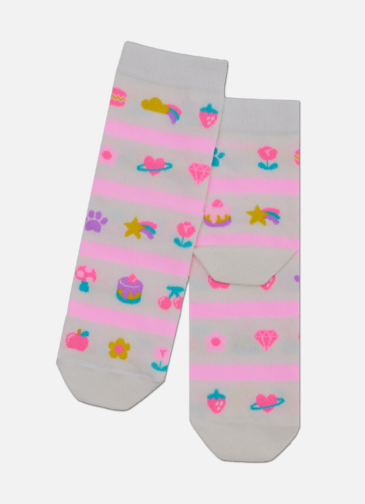 Meia-Soquete-Feminino-Flores