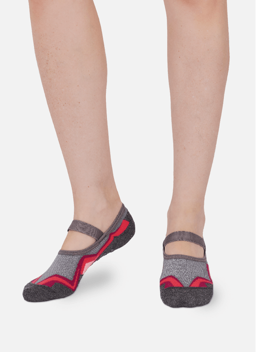 Meia Sapatilha Antiderrapante Feminina Pilates Cinza