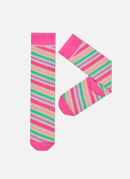 Meia Cano 3/4 Menina Listrada