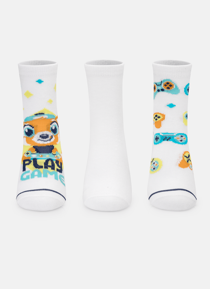 Kit-Com-3-Meias-Soquete-Menino-Raposa-Gamer